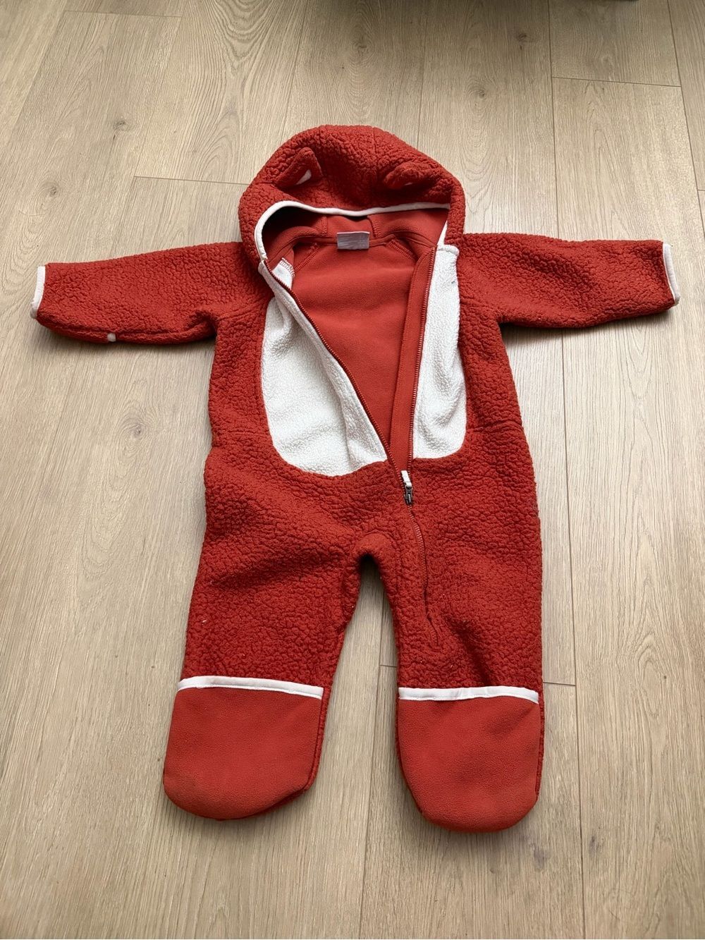Columbia Bunting Suit - Red Sherpa Hooded Baby One-Piece 12-18 mo